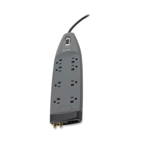 FASTTRACK Surge Protector Coaxial 8 Outlets 6 ft. Cord 3550 Joules Gray FA127494